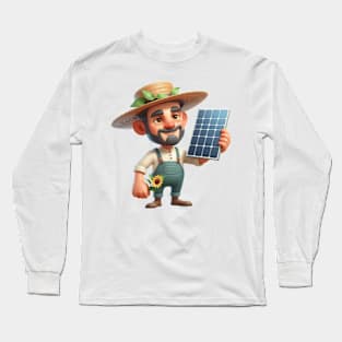 Solar Farmer Illustration Long Sleeve T-Shirt